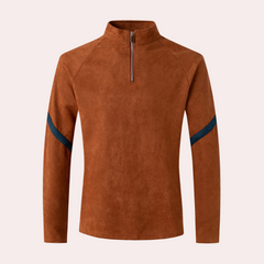 Rafferty - Half Zip Jumper with Stripe — Chocolate