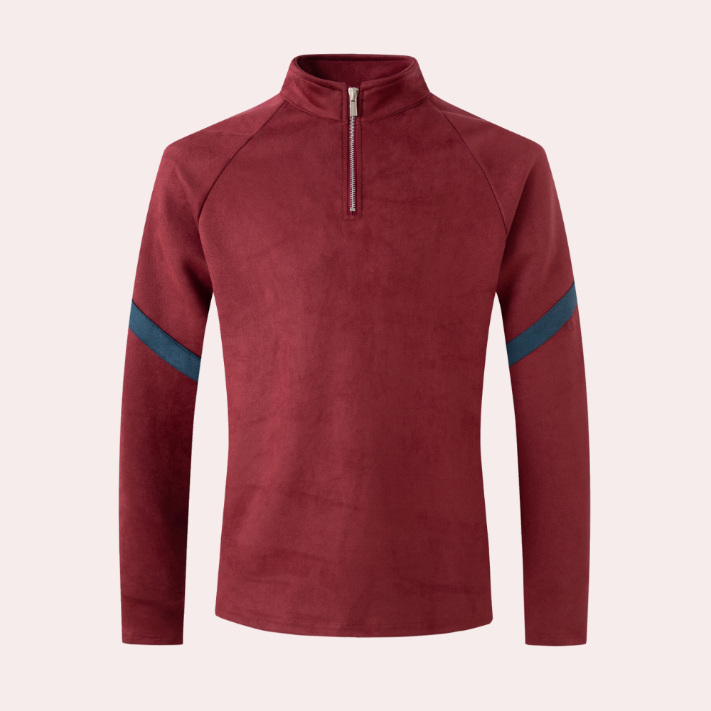 Rafferty - Half Zip Jumper with Stripe — Dark red
