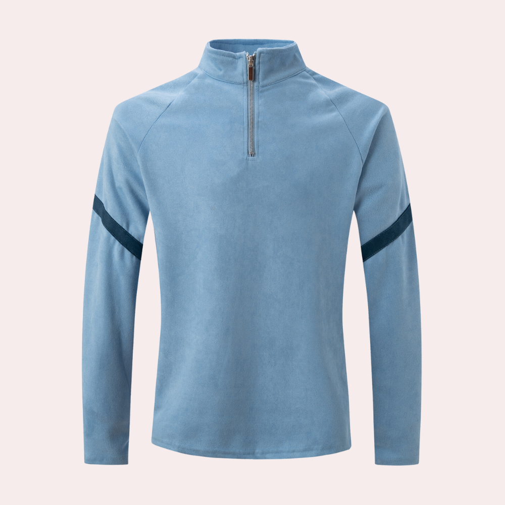 Rafferty - Half Zip Jumper with Stripe — Sky blue