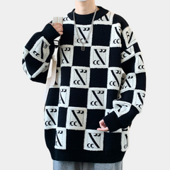 Sheldon - Checkerboard Knit Jumper