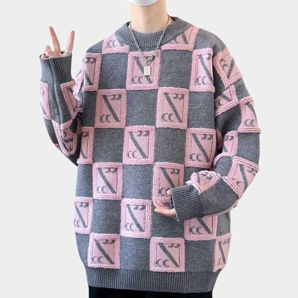 Sheldon - Checkerboard Knit Jumper
