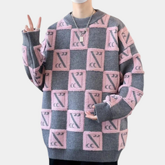 Sheldon - Checkerboard Knit Jumper