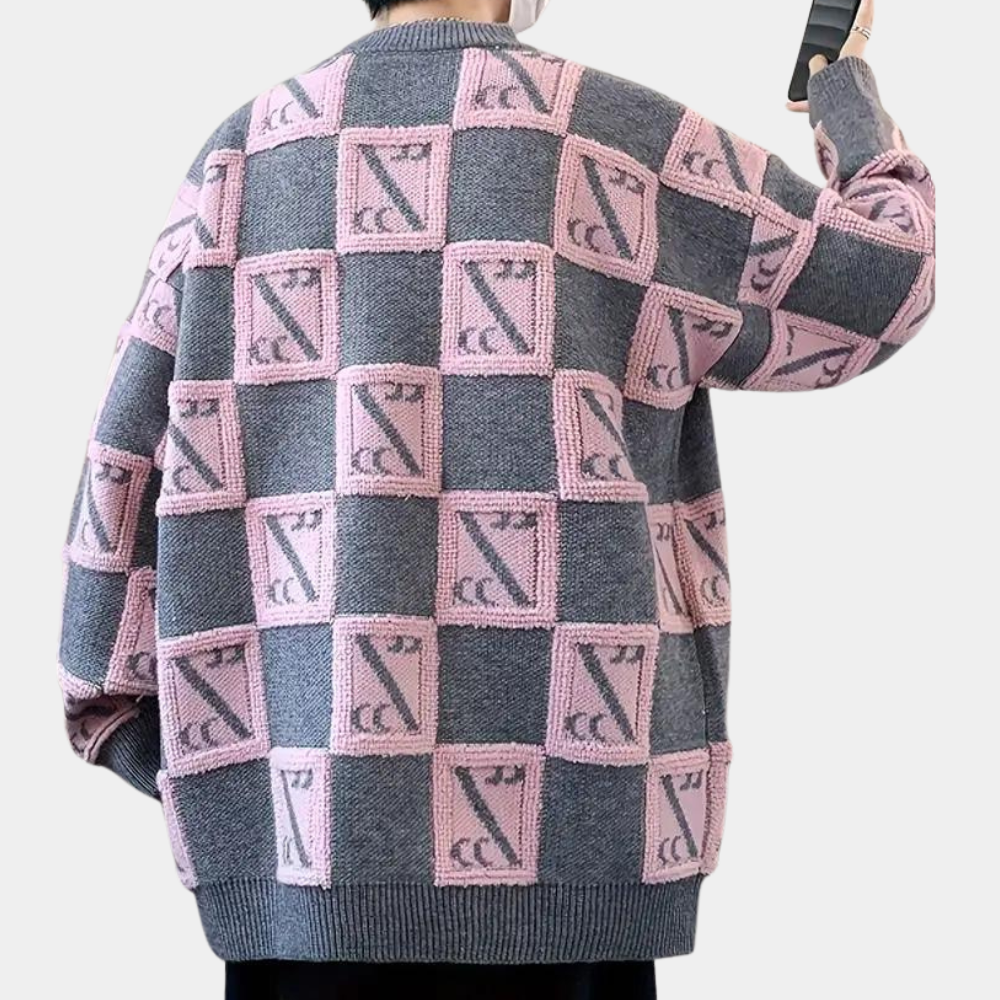 Sheldon - Checkerboard Knit Jumper