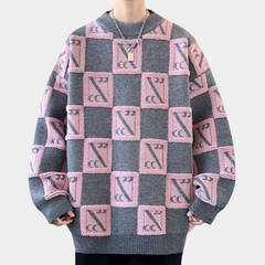 Sheldon - Checkerboard Knit Jumper — Pink