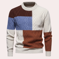 Raymond - Colour Block Knit Jumper — Brown