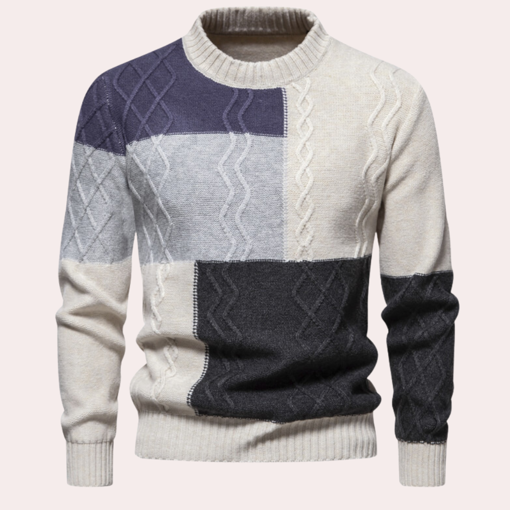 Raymond - Colour Block Knit Jumper — Grey