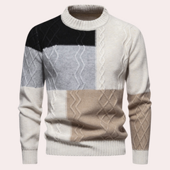 Raymond - Colour Block Knit Jumper — Khaki