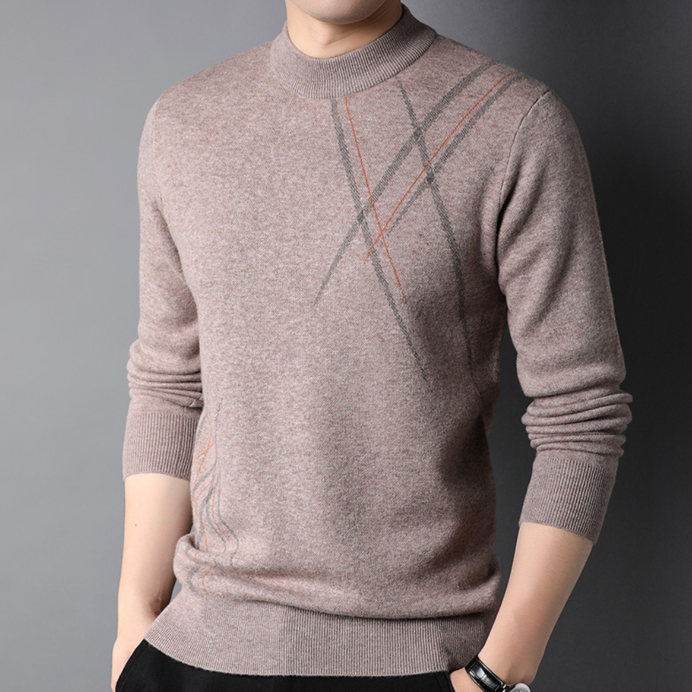 Godfrey - Diamond Pattern Jumper — Light coffee