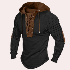 Wilson - Lace up Hooded Top — Black