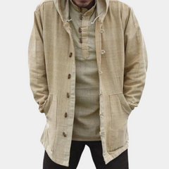 Walter - Linen Hooded Shirt Jacket — Beige
