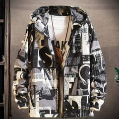 Spencer - Graffiti Print Hooded Jacket — Grey