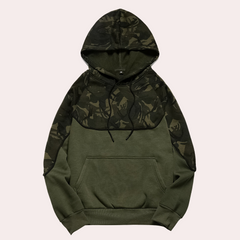 Wesley - Camo Panel Hoodie — Army green