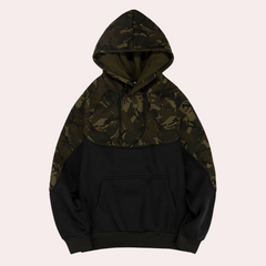 Wesley - Camo Panel Hoodie — Black