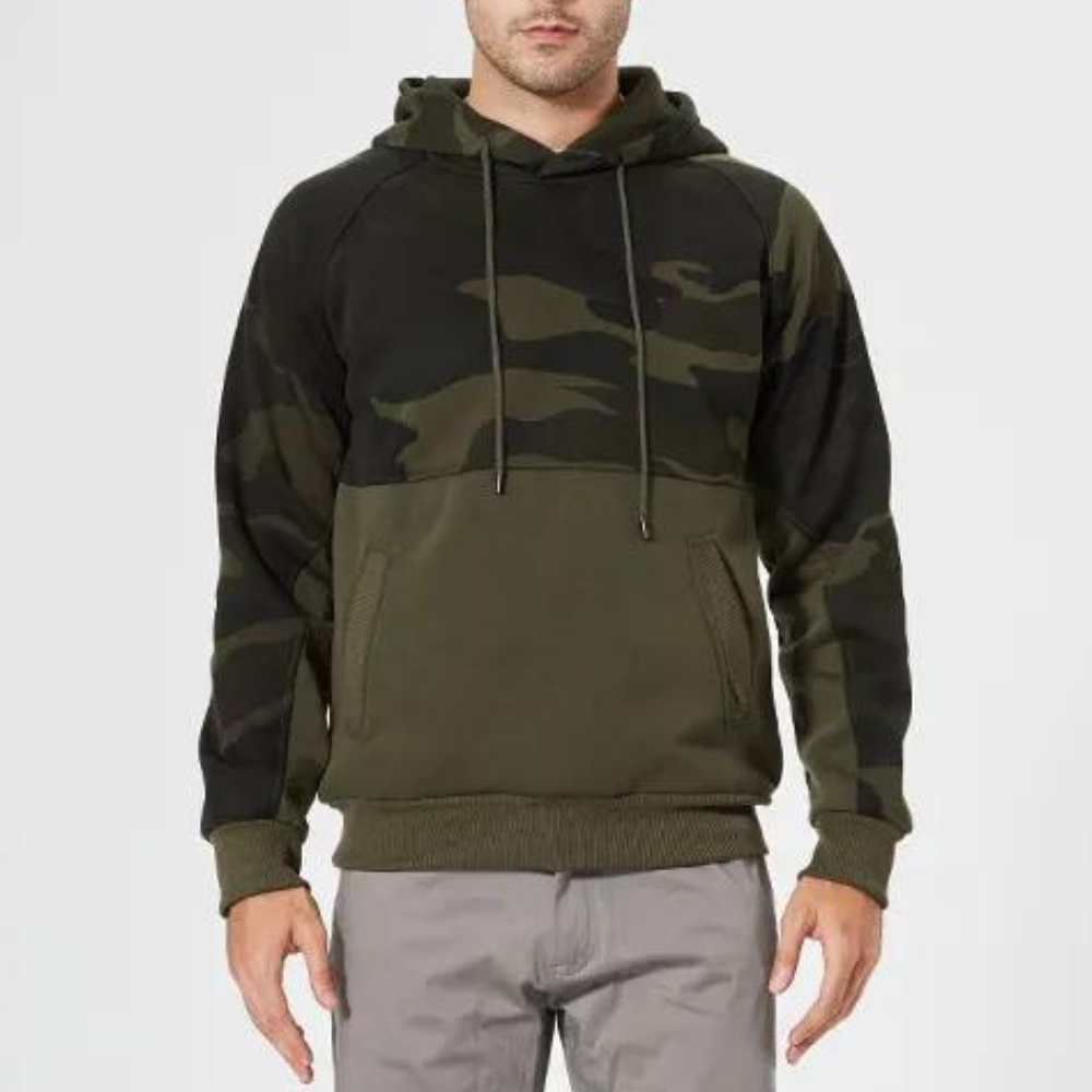 Quentin - Camo Colour Block Hoodie — Green
