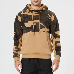 Quentin - Camo Colour Block Hoodie — Khaki