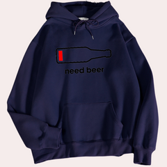 Miles - Beer Slogan Hoodie — Navy blue