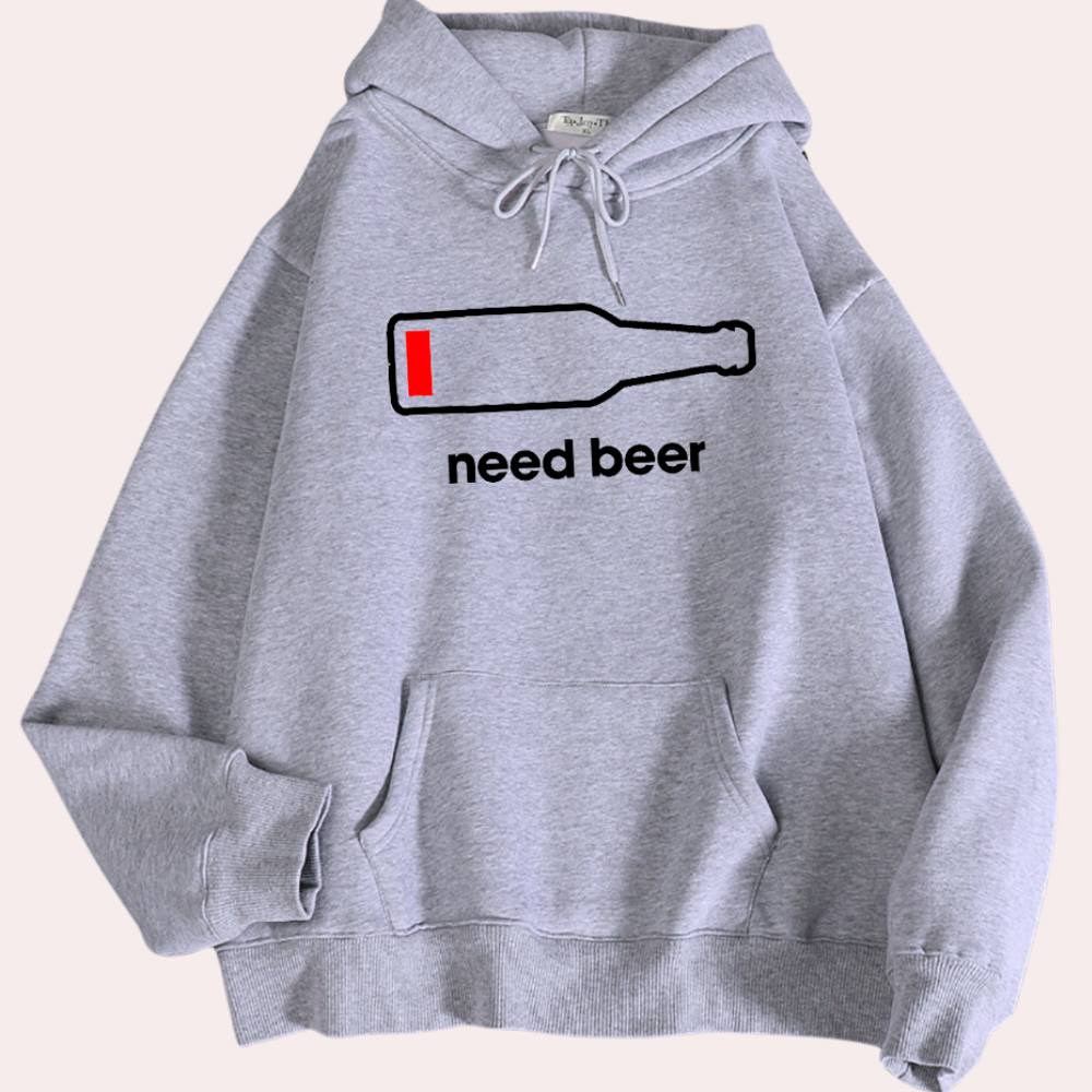 Miles - Beer Slogan Hoodie — Grey