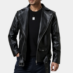 Riley - Leather Moto Jacket — Black