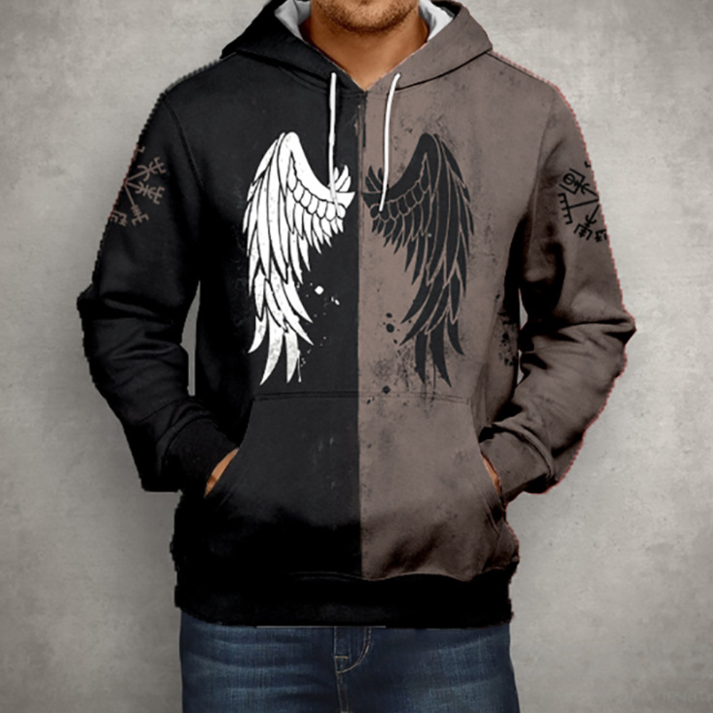 Cassia - Wings Print Hoodie — Grey