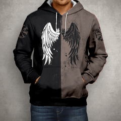 Cassia - Wings Print Hoodie — Grey