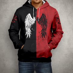 Cassia - Wings Print Hoodie — Red
