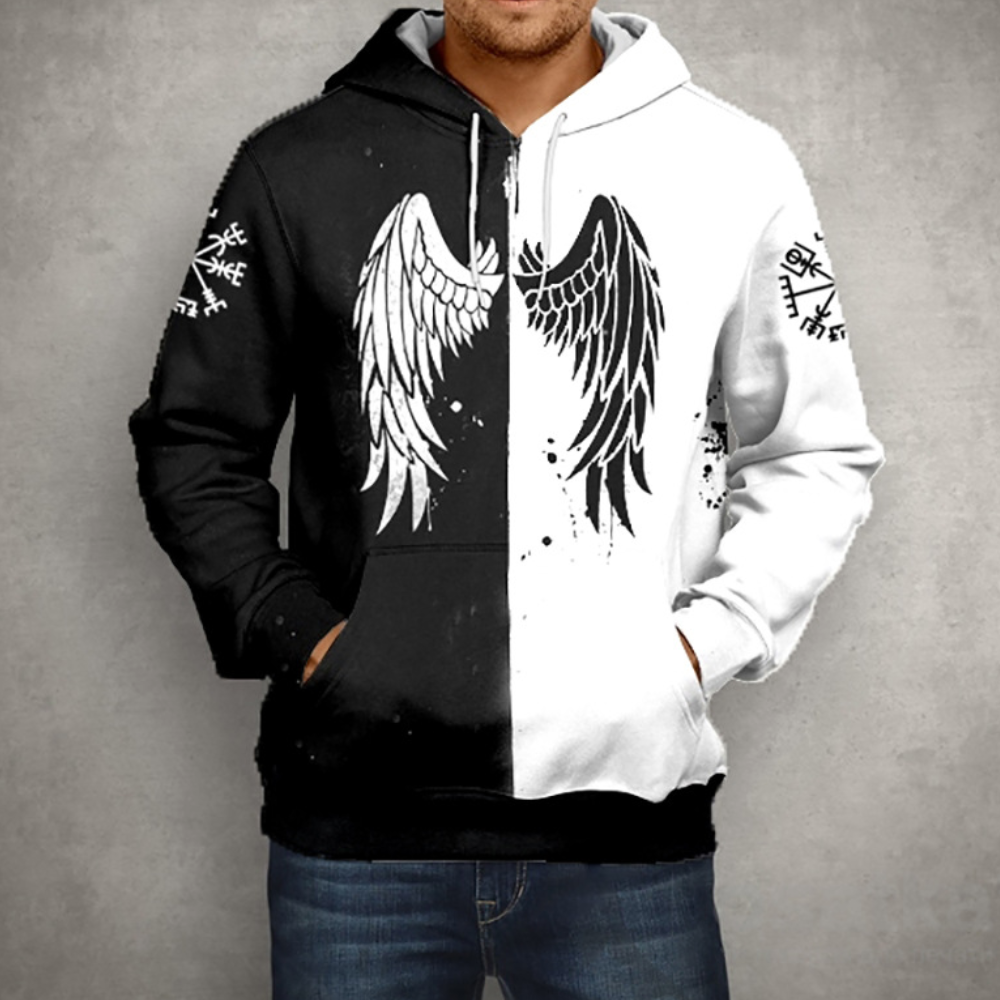 Cassia - Wings Print Hoodie — White
