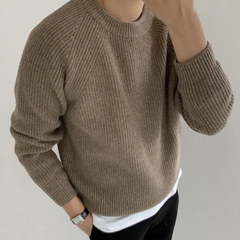 Malcolm - Chunky Knit Crew Jumper — Khaki