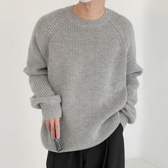Malcolm - Chunky Knit Crew Jumper — Light grey