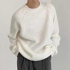 Malcolm - Chunky Knit Crew Jumper — White