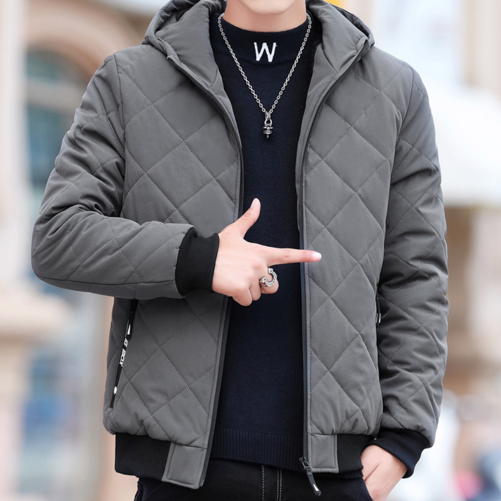Edward - Quilted Hooded Jacket — Grey