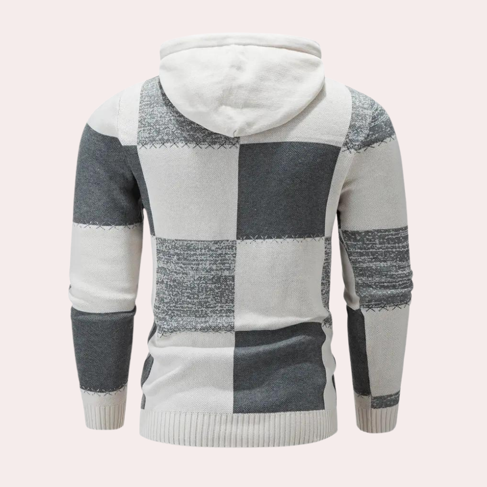 Killian - Check Panel Knit Hoodie