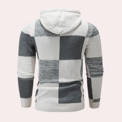 Killian - Check Panel Knit Hoodie