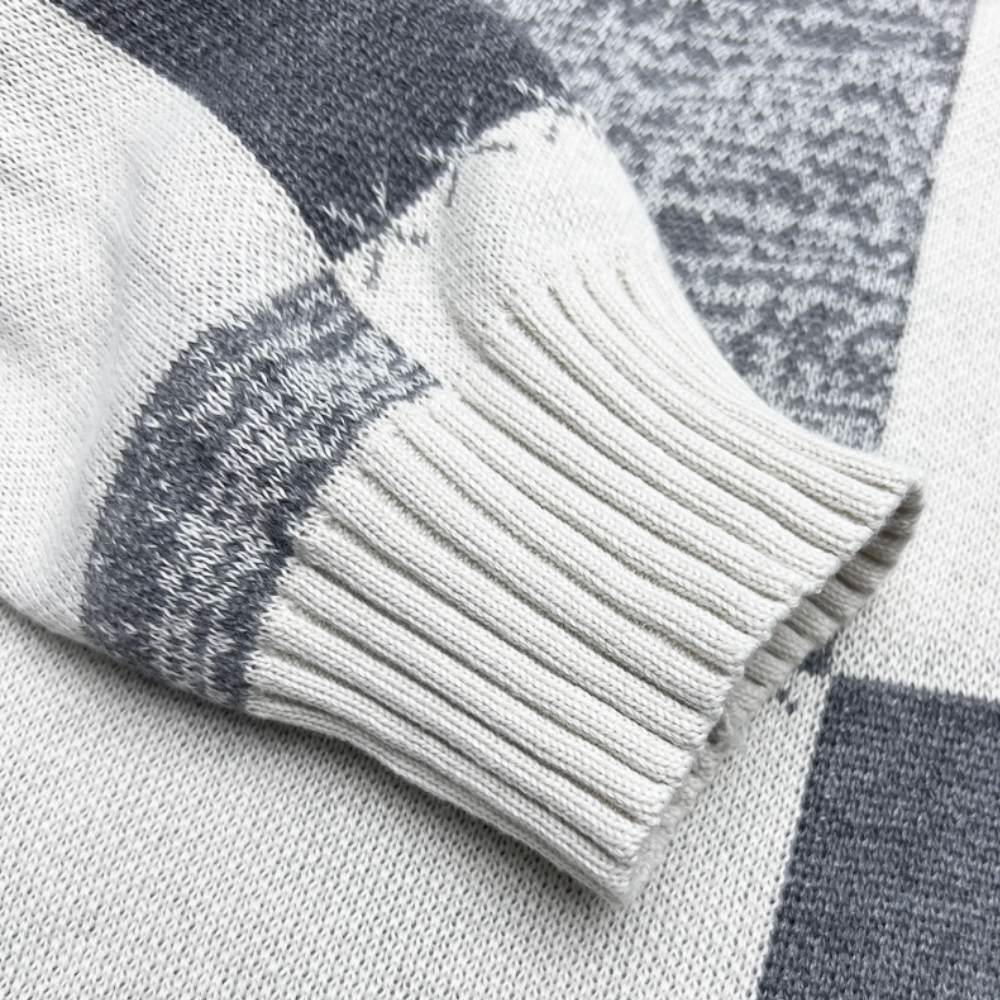 Killian - Check Panel Knit Hoodie