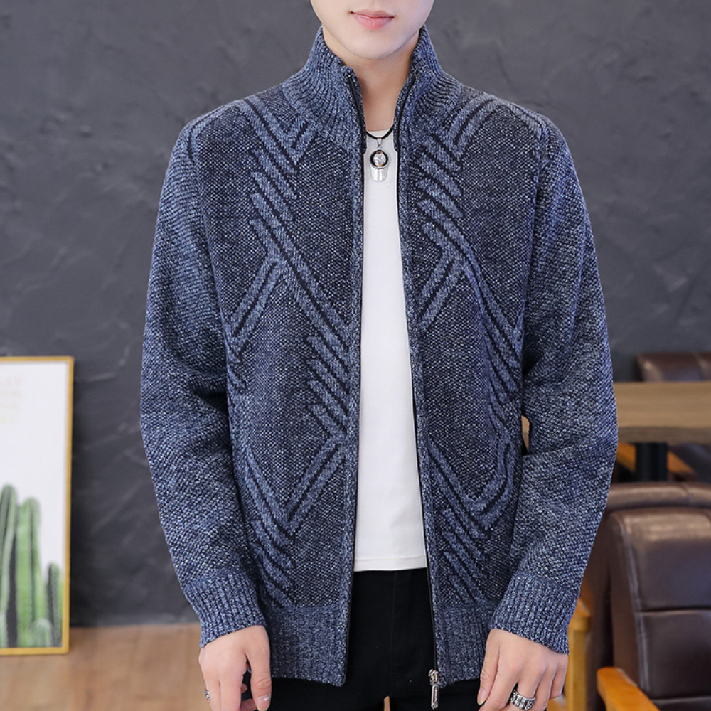 Dominic - Diamond Knit Cardigan — Blue