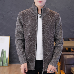Dominic - Diamond Knit Cardigan — Coffee
