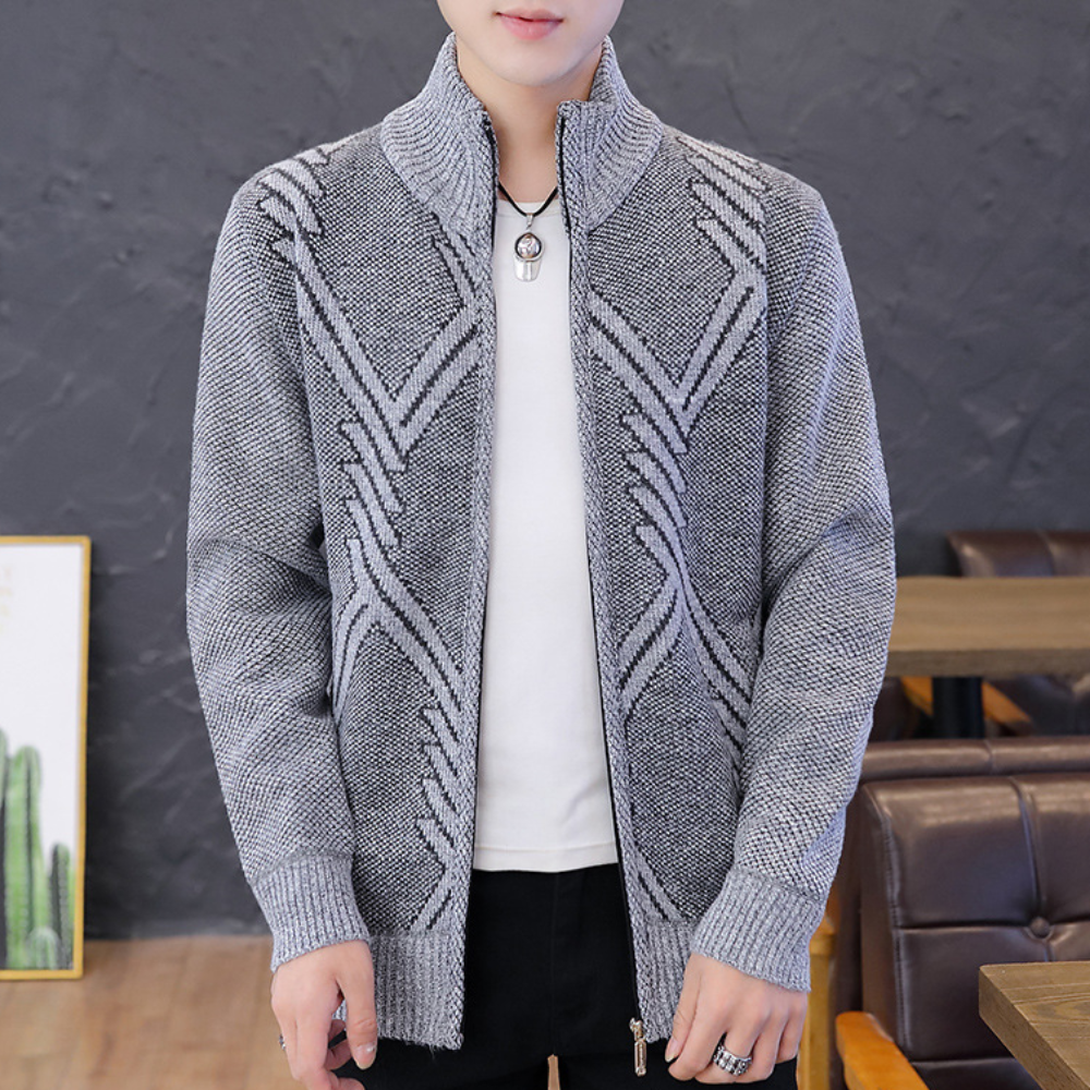 Dominic - Diamond Knit Cardigan — Grey