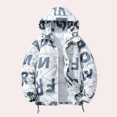 Garrett - Letter Print Puffer Jacket — White