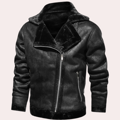 Gabriel - Faux Shearling Moto Jacket — Black