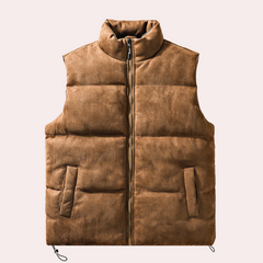 Walter - Padded Zip Gilet — Brown