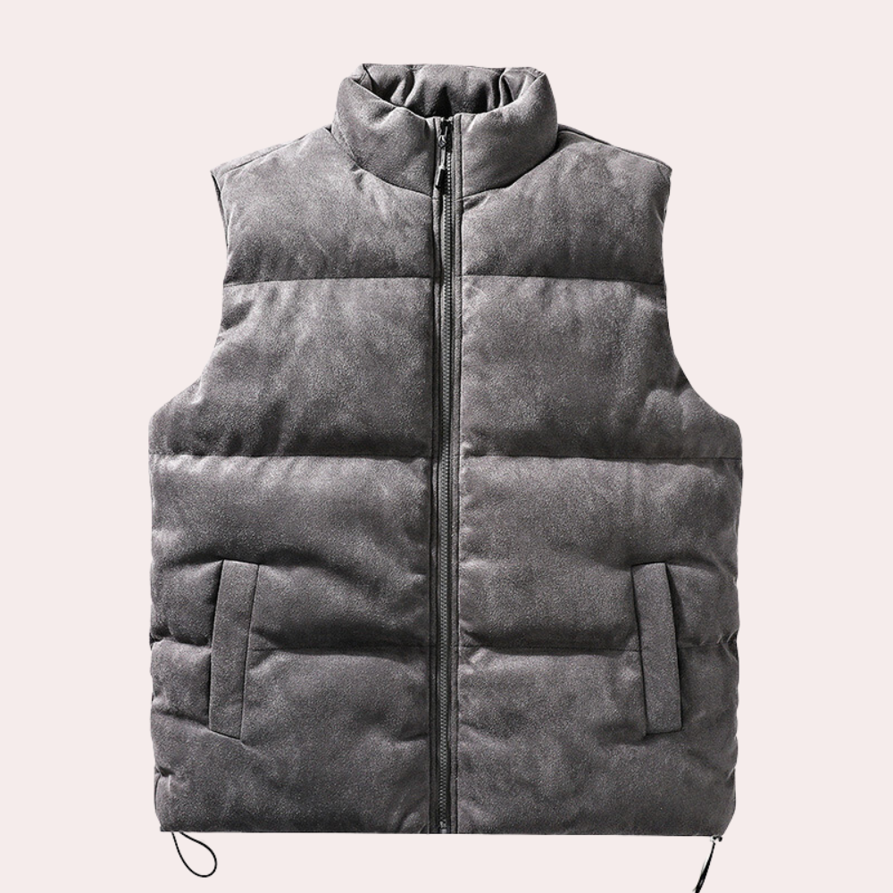 Walter - Padded Zip Gilet — Grey