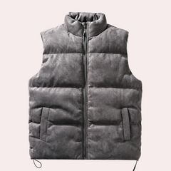 Walter - Padded Zip Gilet — Grey