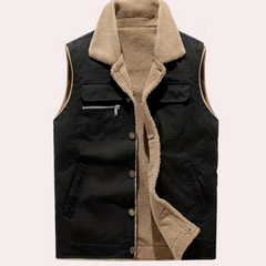Warwick - Sherpa Lined Button Gilet — Black