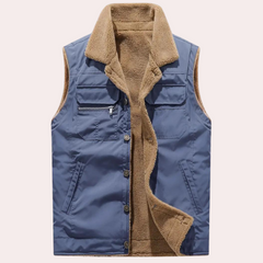 Warwick - Sherpa Lined Button Gilet — Blue