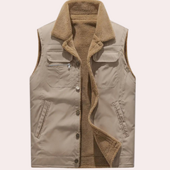 Warwick - Sherpa Lined Button Gilet — Khaki