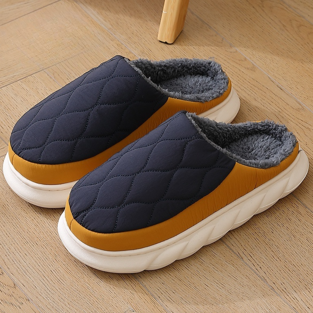 Spencer - Quilted Mule Slippers — Navy blue