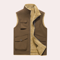 Chandler - Sherpa Lined Utility Gilet — Brown