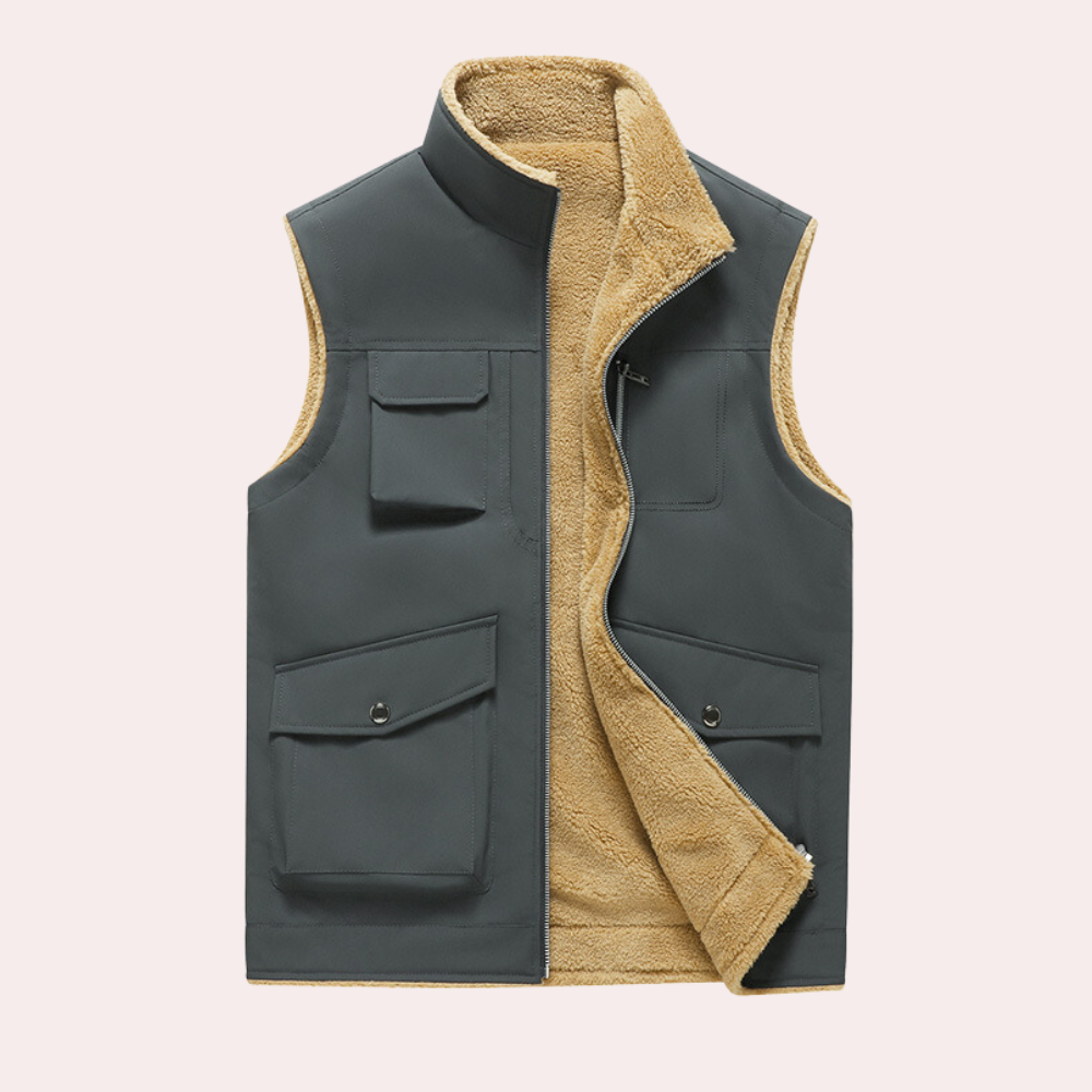 Chandler - Sherpa Lined Utility Gilet — Navy blue