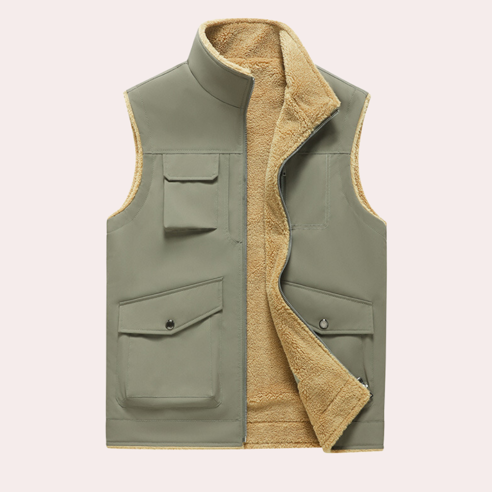 Chandler - Sherpa Lined Utility Gilet — Grey