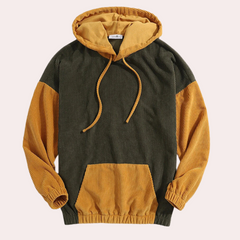 Sterling - Corduroy Colour Block Hoodie — Army green