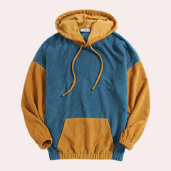 Sterling - Corduroy Colour Block Hoodie — Blue